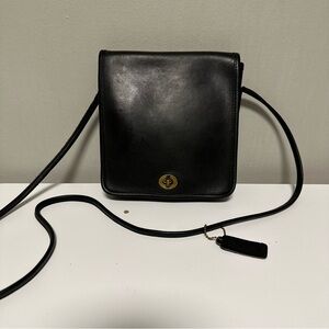 Vintage Coach Black Leather Crossbody Bag 9620 Made in USA